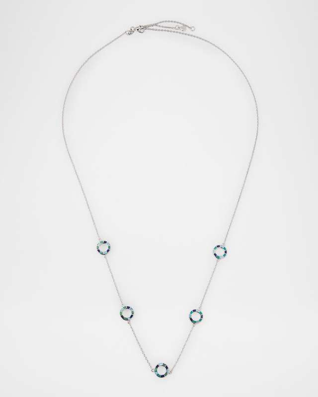 Lapis, Blue MOP and Turquoise Dash Circle Five-Station Necklace